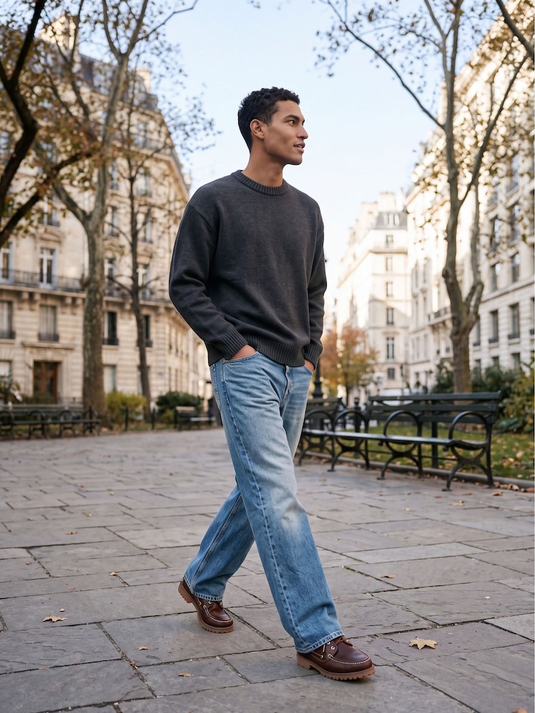JACK & JONES Grey Textured Crew Neck Knitted Jumper - Image 2 of 3