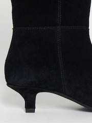 JD Williams Black Curvy Calf Leather Pointed Kitten Heel High Standard Fit Boots - Image 4 of 4