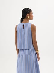 Hush Blue Stripe Maggie Twist Front Top - Image 3 of 6