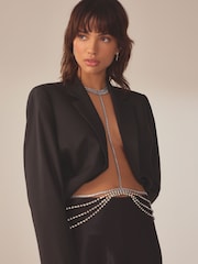 Silver Tone Sparkle Baguette Body Chain - Image 1 of 5