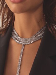 Silver Tone Sparkle Baguette Body Chain - Image 3 of 5
