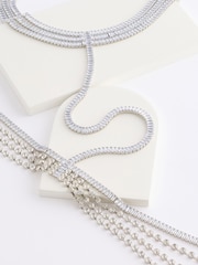 Silver Tone Sparkle Baguette Body Chain - Image 4 of 5