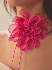 Pink Flower Corasge Choker - Image 4 of 6
