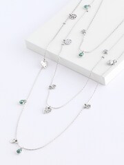 Silver Tone Multirow Turquoise Stone Necklace Made With Recycled Zinc - Image 1 of 2