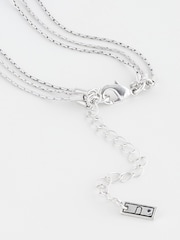 Silver Tone Multirow Turquoise Stone Necklace Made With Recycled Zinc - Image 2 of 2