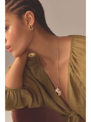 Gold Tone Real Pearl Pendant Necklace Made With Recycled Brass - Image 2 of 6