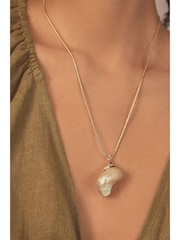 Gold Tone Real Pearl Pendant Necklace Made With Recycled Brass - Image 4 of 6