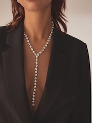 Silver Tone Y Chain Necklace - Image 3 of 5