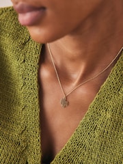 Gold Tone Cactus Necklace Made With Recycled Brass and Steel - Image 1 of 5