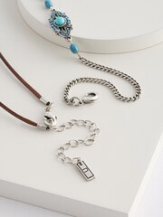 Brown 3 Layer Turquoise Cord Necklace - Image 2 of 2