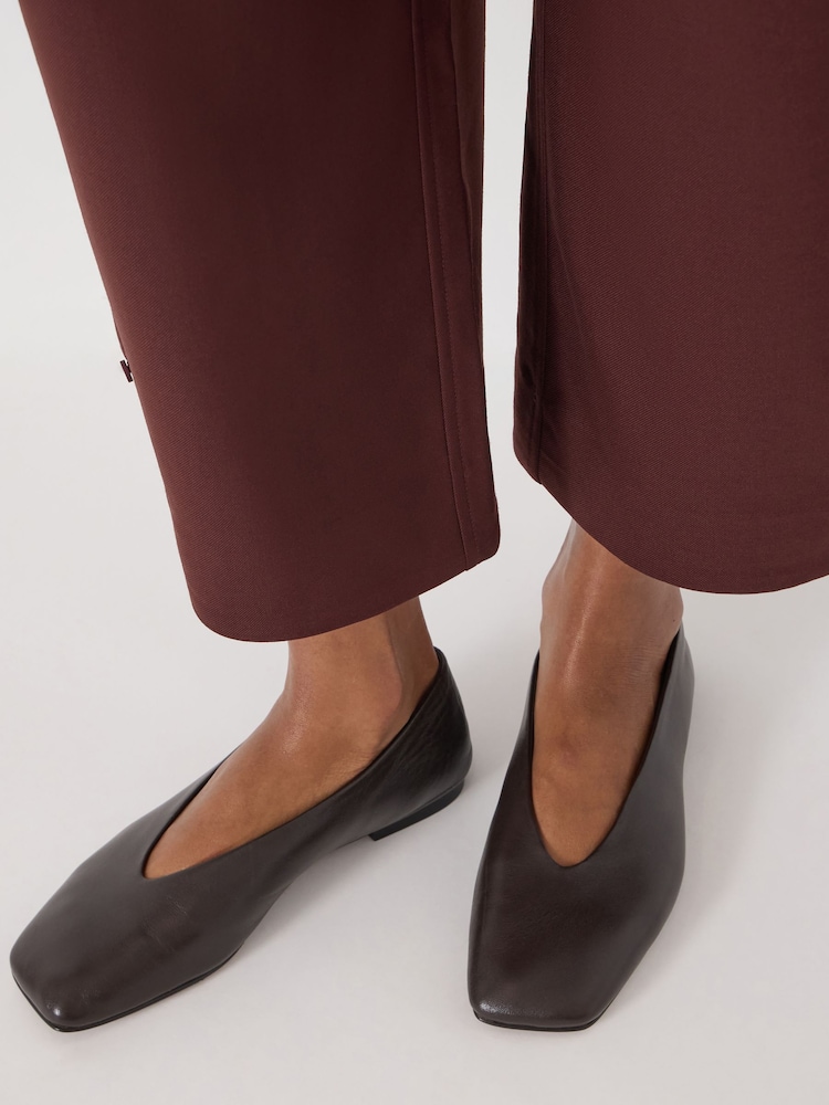 Hush Brown Asymmetric Leather Ballet Flats - Image 2 of 5