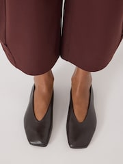 Hush Brown Asymmetric Leather Ballet Flats - Image 3 of 5