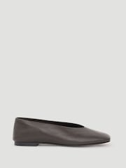 Hush Brown Asymmetric Leather Ballet Flats - Image 4 of 5