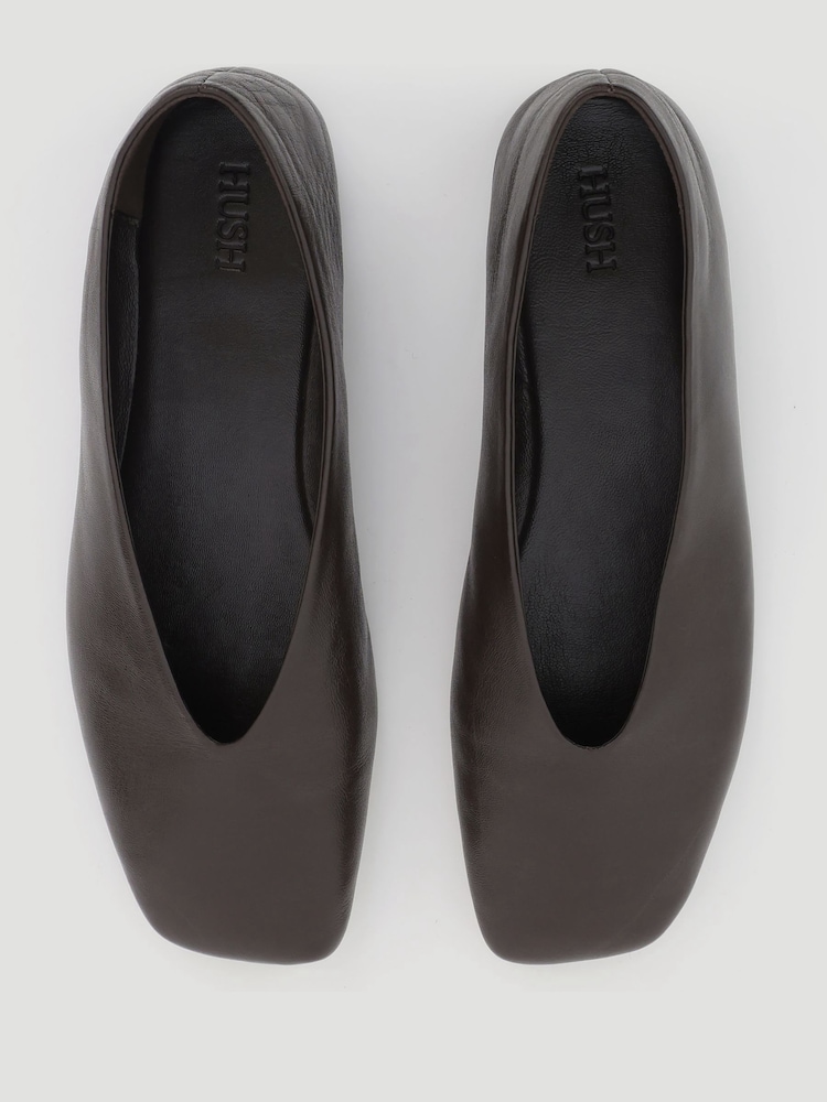 Hush Brown Asymmetric Leather Ballet Flats - Image 5 of 5