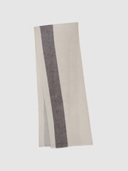 Reiss Black Beatrix Modal-Linen Striped Scarf - Image 2 of 5