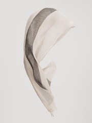 Reiss Black Beatrix Modal-Linen Striped Scarf - Image 4 of 5