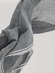 Reiss Blue Dixie Modal Blend Yarn Dyed Scarf - Image 2 of 6