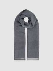 Reiss Blue Dixie Modal Blend Yarn Dyed Scarf - Image 3 of 6