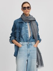 Reiss Blue Dixie Modal Blend Yarn Dyed Scarf - Image 4 of 6