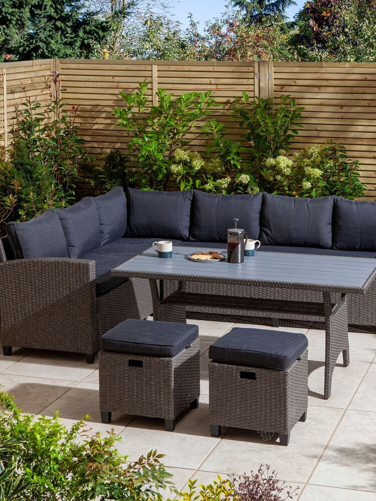 Rowlinson Grey Garden Devesa Rattan Effect Corner Dining Set - Image 1 of 5