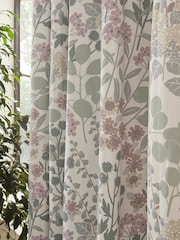 Blue/Green Next Nordic Floral Print Eyelet Lined Curtains - Image 4 of 6