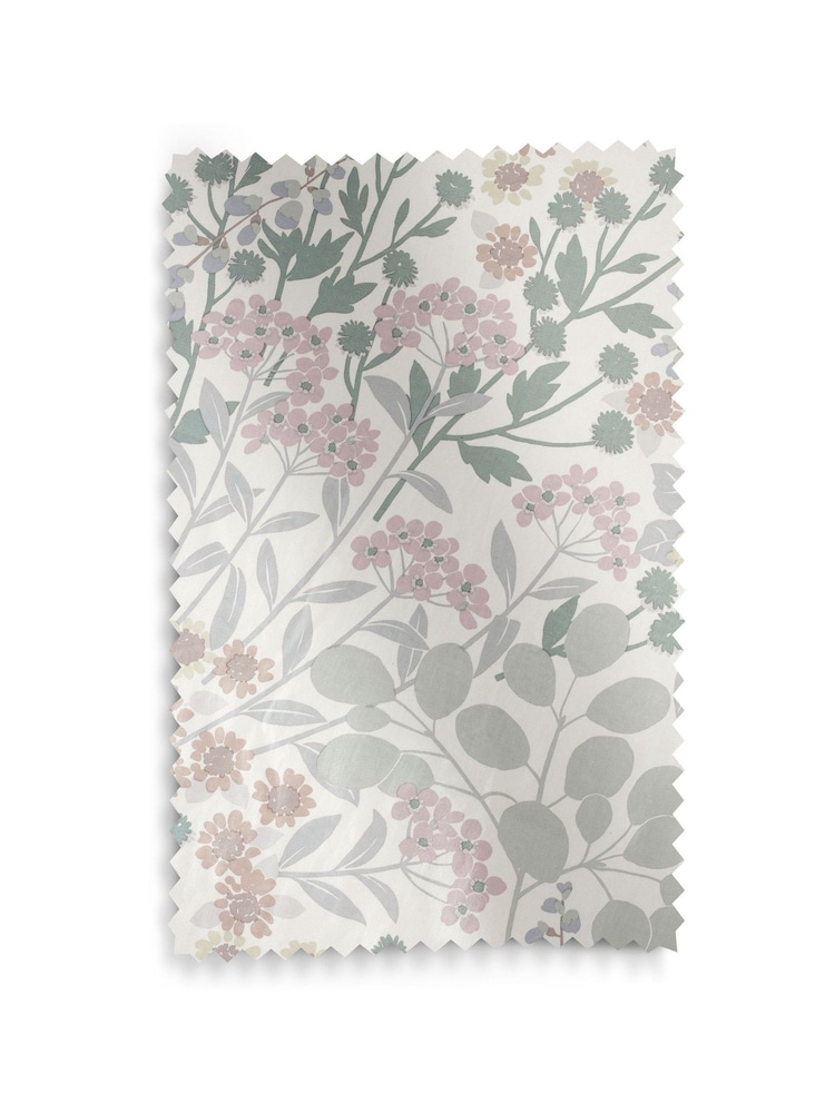 Blue/Green Next Nordic Floral Print Eyelet Lined Curtains - Image 6 of 6