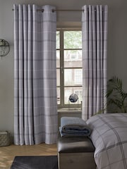 Grey Next Versatile Check Eyelet Blackout Curtains - Image 1 of 7
