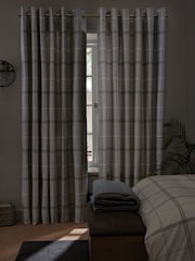 Grey Next Versatile Check Eyelet Blackout Curtains - Image 3 of 7