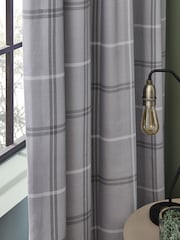 Grey Next Versatile Check Eyelet Blackout Curtains - Image 5 of 7