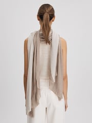 Reiss Camel Beatrix Modal-Linen Striped Scarf - Image 4 of 5