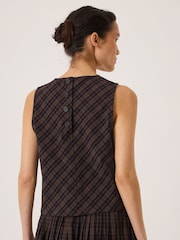 Hush Brown Vera Cotton Check Shell Top - Image 2 of 5