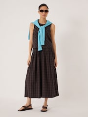 Hush Brown Vera Cotton Check Shell Top - Image 3 of 5