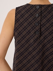 Hush Brown Vera Cotton Check Shell Top - Image 4 of 5