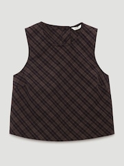 Hush Brown Vera Cotton Check Shell Top - Image 5 of 5