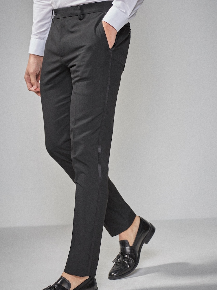 Tape Detail Skinny Fit Tuxedo Suit Trousers - Image 1 of 7