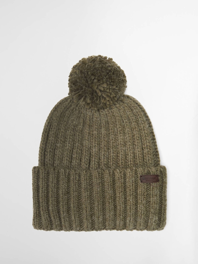 Barbour Green Kelson Pom Beanie Hat - Image 1 of 3