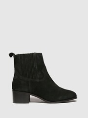 Schuh Black Cheryl Suede Block Heel Boots - Image 1 of 4