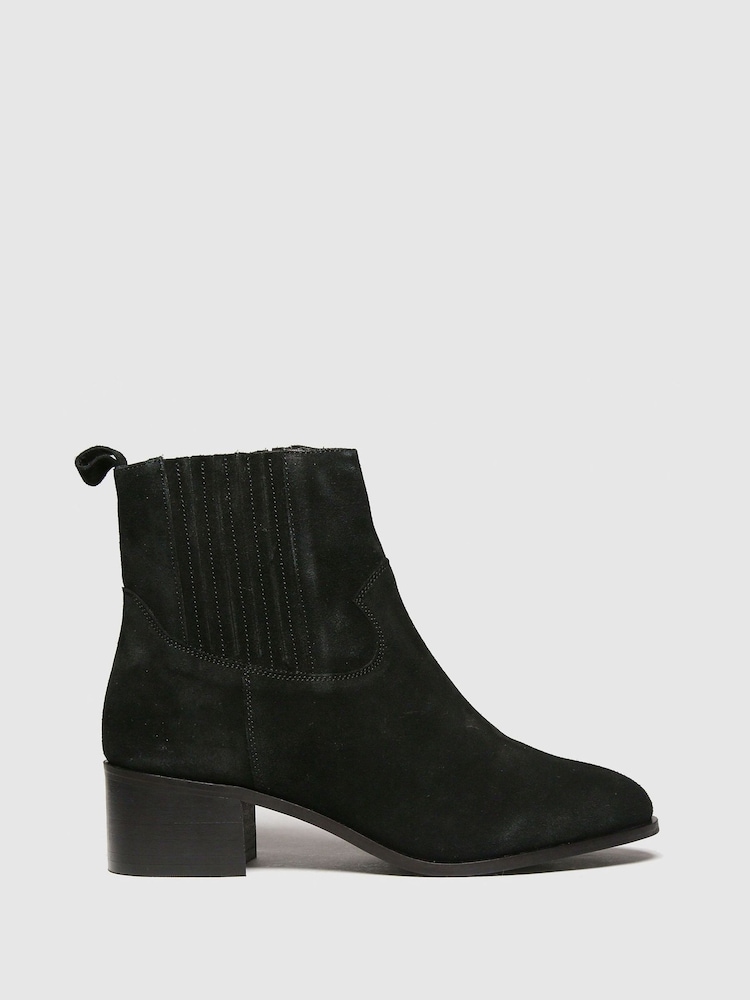 Schuh Black Cheryl Suede Block Heel Boots - Image 1 of 4