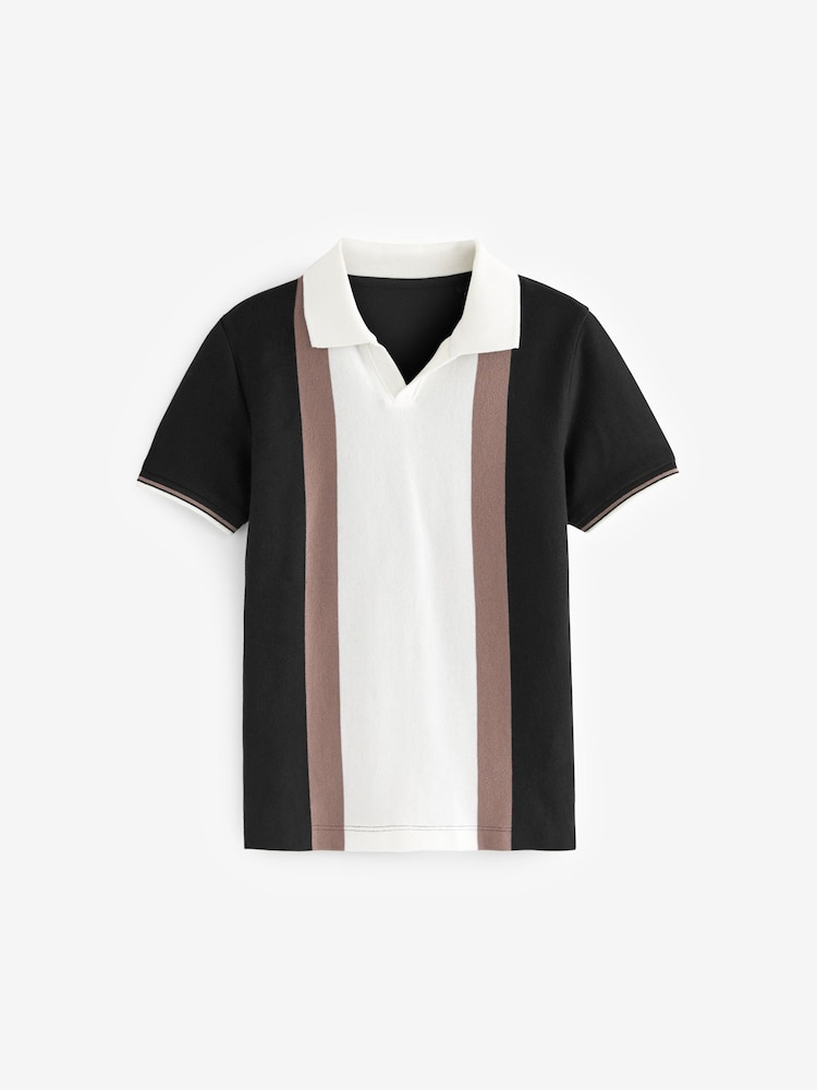 White/Black Revere Collar Short Sleeve Polo Shirt (3-16yrs) - Image 1 of 3