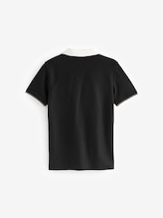 White/Black Revere Collar Short Sleeve Polo Shirt (3-16yrs) - Image 2 of 3