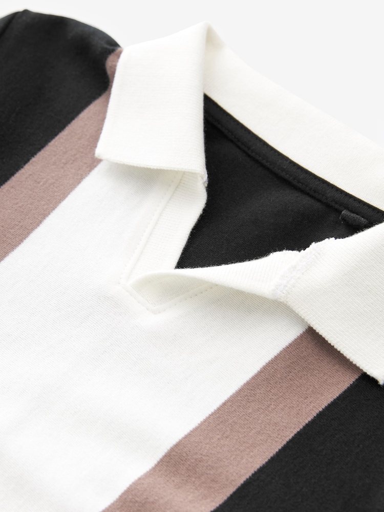 White/Black Revere Collar Short Sleeve Polo Shirt (3-16yrs) - Image 3 of 3