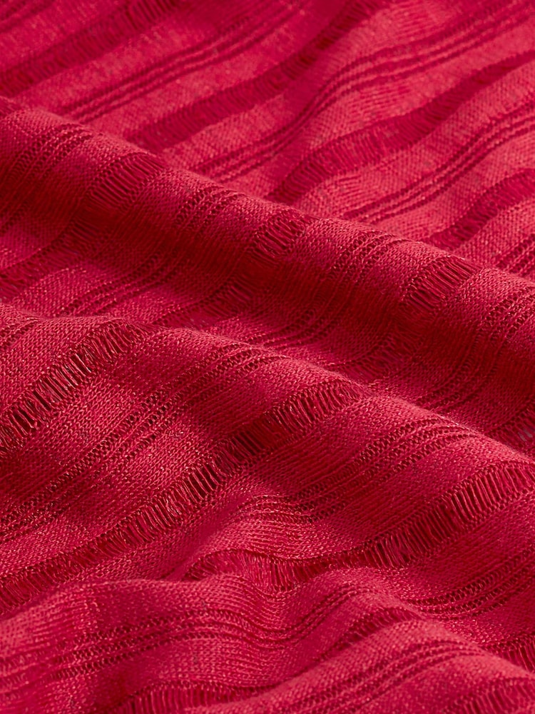 Red Long Sleeve Crew Neck Ladder Top - Image 6 of 6
