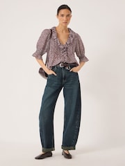 Hush Blue Mirae Ruffle Short Sleeve Textured Blouse - Image 2 of 5