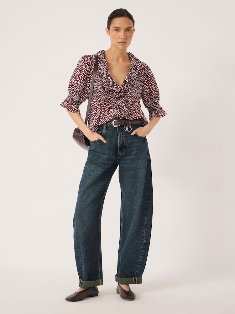 Hush Blue Mirae Ruffle Short Sleeve Textured Blouse - Image 2 of 5