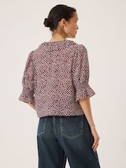 Hush Blue Mirae Ruffle Short Sleeve Textured Blouse - Image 3 of 5