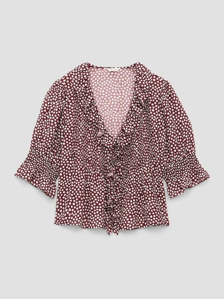 Hush Blue Mirae Ruffle Short Sleeve Textured Blouse - Image 5 of 5