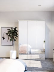 Wiemann Peyton White Mirror Semi Fitted Triple Wardrobe - Image 1 of 4