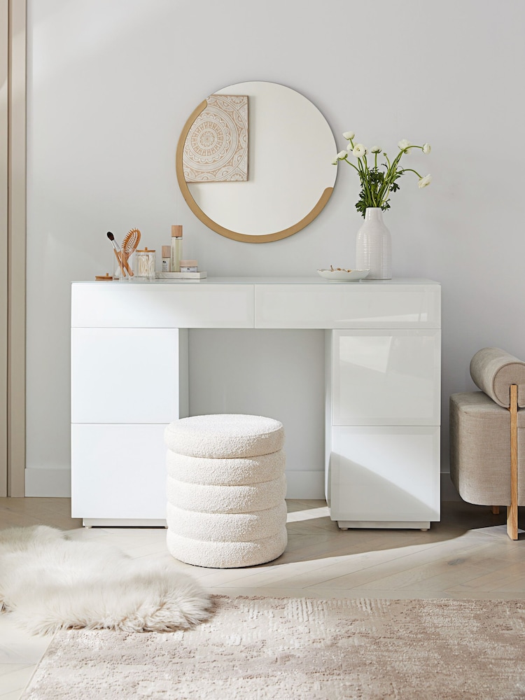 White Sloane Glass Collection Luxe 6 Drawer Console Dressing Table - Image 1 of 7