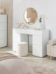 White Sloane Glass Collection Luxe 6 Drawer Console Dressing Table - Image 2 of 7