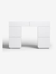 White Sloane Glass Collection Luxe 6 Drawer Console Dressing Table - Image 3 of 7